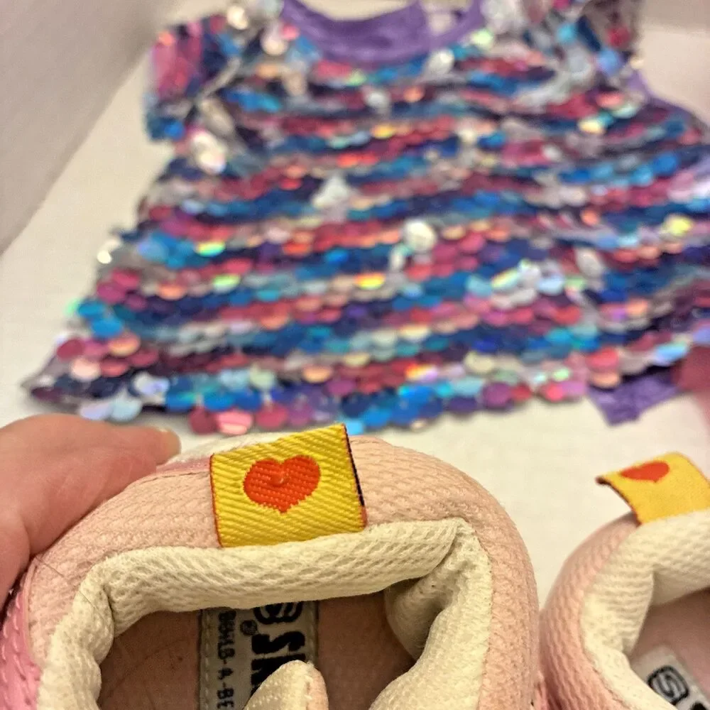 Build-A-Bear Workshop Rainbow Sequin Dress, Pink Ballet Dress, Tutu & Shoes Lot